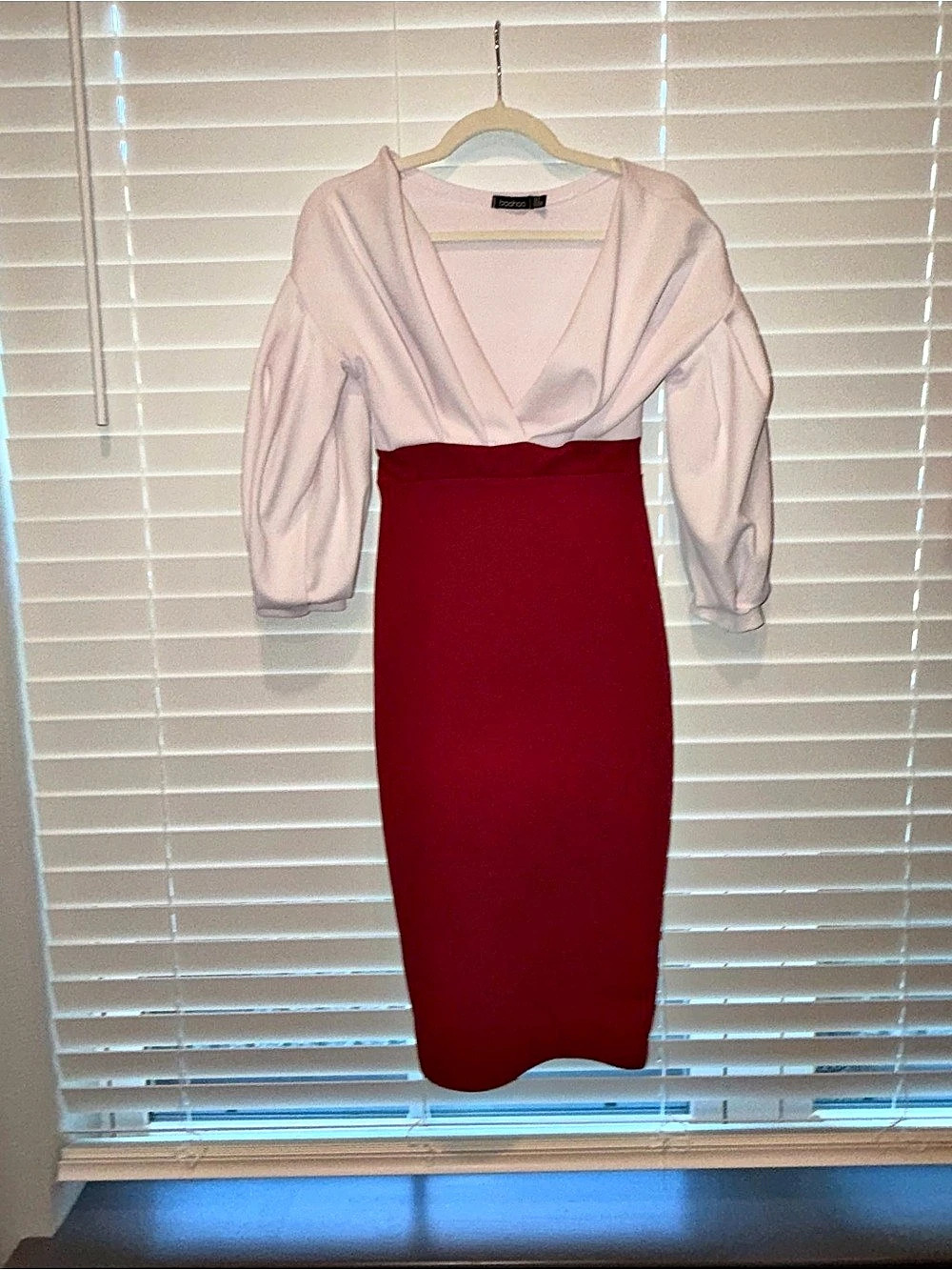 Boohoo Two-Tone Pink & Red Midi Dress